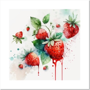 Berry Splash Watercolor Summer Posters and Art